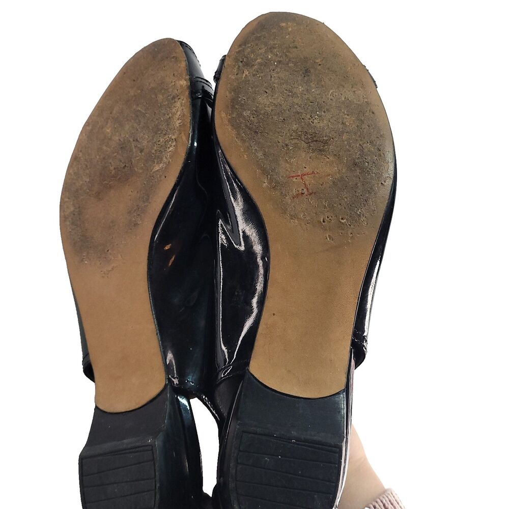 stuart weitzman Chit Chat Patent Leather Flats 8.5 Black Sling Back Peep Toe - Picture 12 of 14
